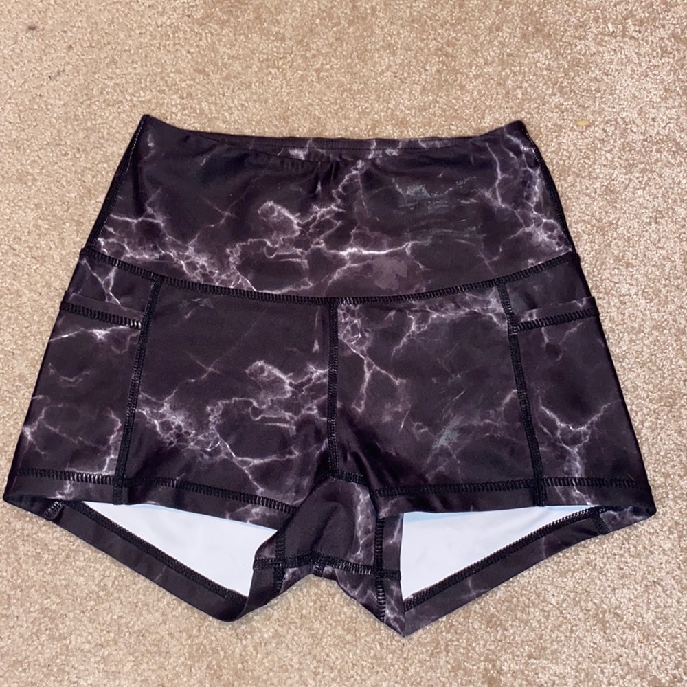 BuffBunny black marble shorts